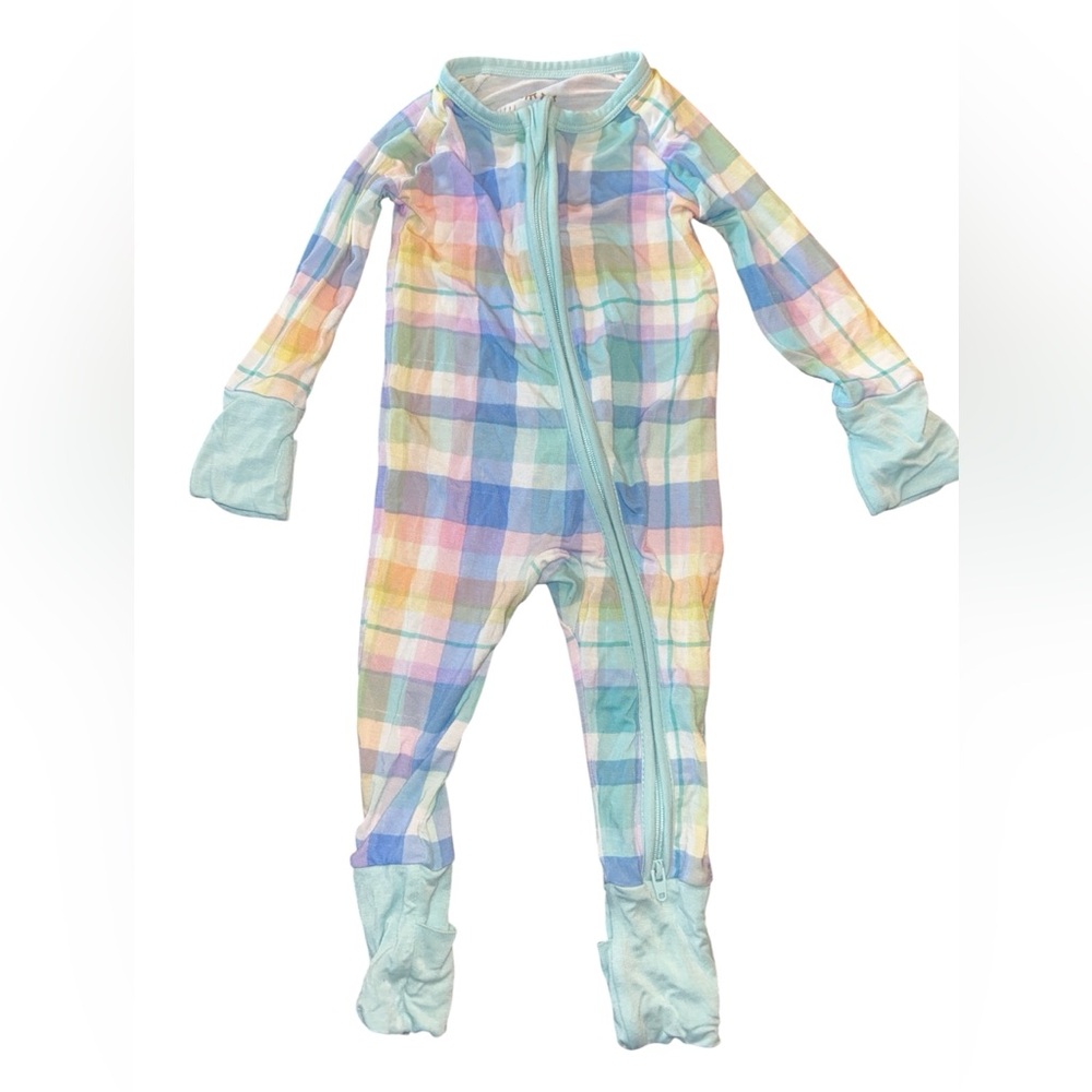 Little Sleepies Pastel Plaid Kids Footie